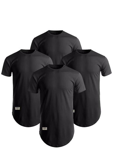 Imagem de Kit 4 Camisas Longline Preta Di Nuevo Masculina 100% Algodao 30.1