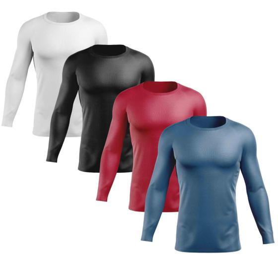 Imagem de Kit 4 Camisas UV Masculinas com Proteção UV 50+ Manga Longa 