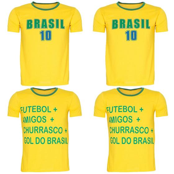 Imagem de Kit 4 Camiseta Do Brasil Masculina Copa Do Mundo Manga Curta