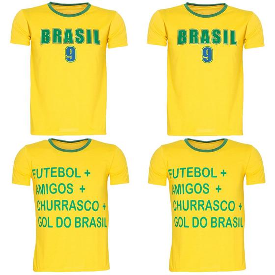 Imagem de Kit 4 Camiseta Do Brasil Masculina Copa Do Mundo Manga Curta