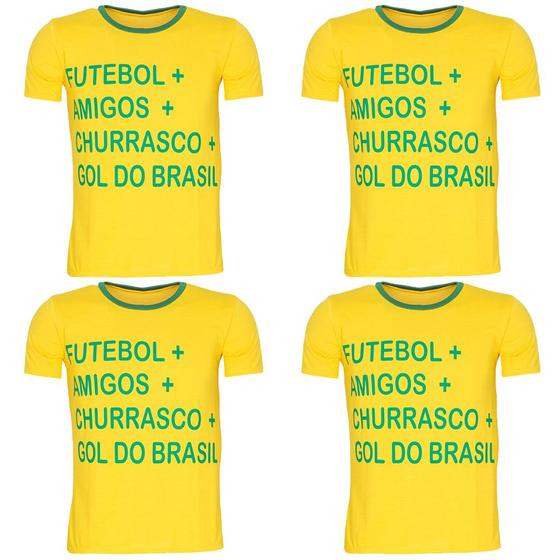 Imagem de Kit 4 Camiseta Do Brasil Masculina Copa Do Mundo Manga Curta