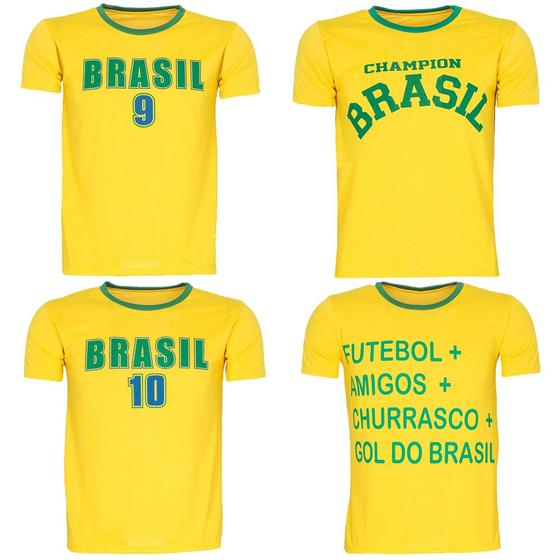 Imagem de Kit 4 Camiseta Do Brasil Masculina Copa Do Mundo Manga Curta