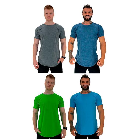 Imagem de Kit 4 Camiseta Longline MXD Conceito Slim Cores Básicas e Mescladas Lisas