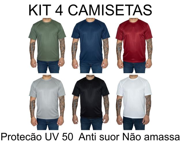 Imagem de kIT 4 Camiseta Masculina 100% Poliéster Dry Fit Premium Ideal para Academia Corrida Treinos 