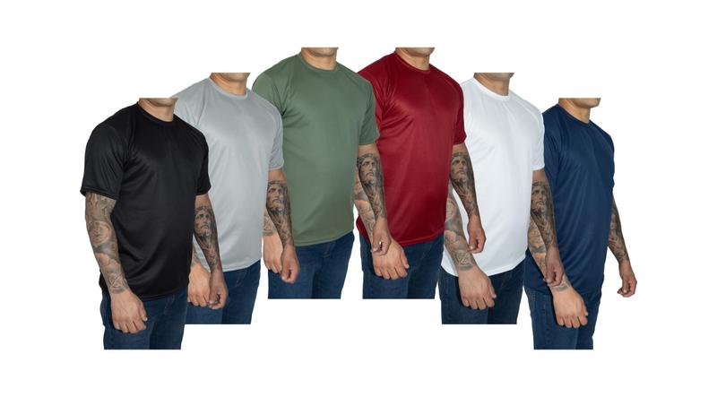 Imagem de Kit 4 Camiseta Masculina Básica Lisa Poliéster Dry fIT UV50 Uso Casual Esportes Treino Academia 