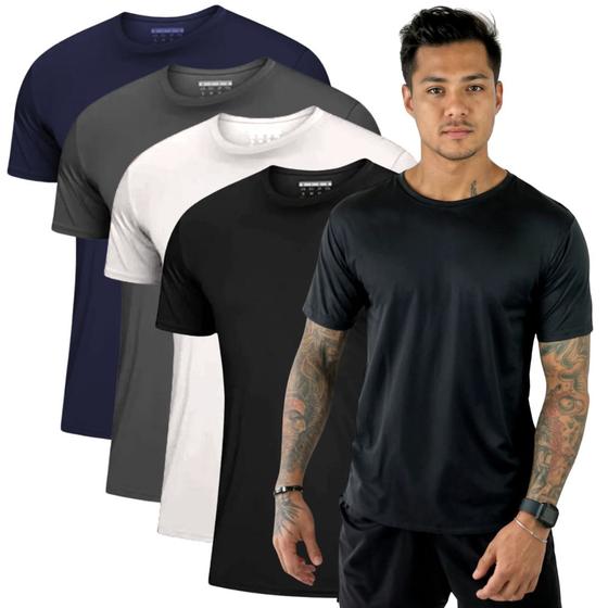 Imagem de Kit 4 Camiseta Masculina Dry Fit Esportiva Gola Redonda Manga Curta 