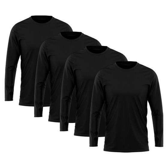 Imagem de Kit 4 Camiseta Masculina Manga Longa Rony Versátil Segunda Pele Proteção Solar UV 50+