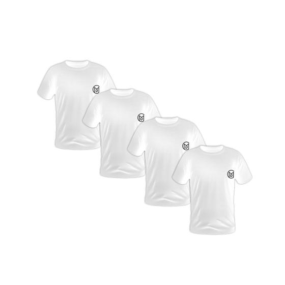 Imagem de Kit 4 Camisetas Brancas Masculinas Bordadas 100% Algodão Premium