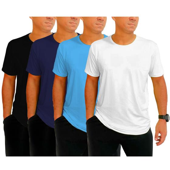 Imagem de Kit 4 Camisetas Dry Fit Masculina Esportiva para Treino Academia Básica Cores Tecido Leve Fitness