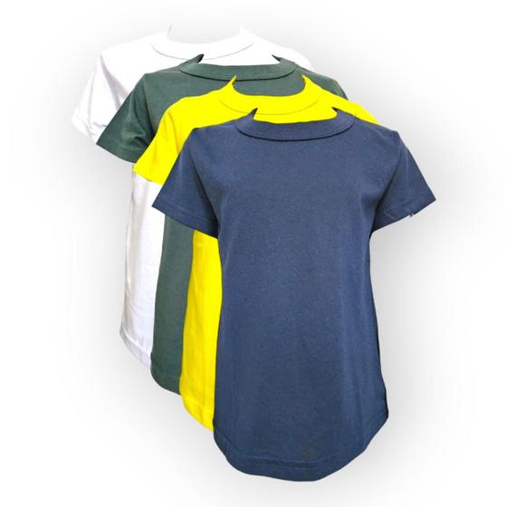 Imagem de Kit 4 camisetas infantil manga curta algodao lisa basica 2 - 8