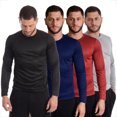 Imagem de Kit 4 Camisetas Manga Longa Dry Fit Masculina  Academia