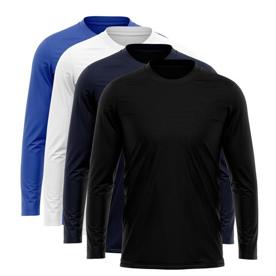 Imagem de Kit 4 Camisetas Manga Longa Masculina Camisa Térmica Dry UV Proteção Solar Blusa