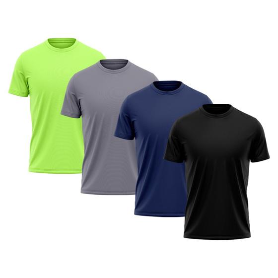 Imagem de Kit 4 Camisetas Masculina Dry Fit Proteção Solar UV Térmica Academia Treino Caminhada Esporte Camisa Praia