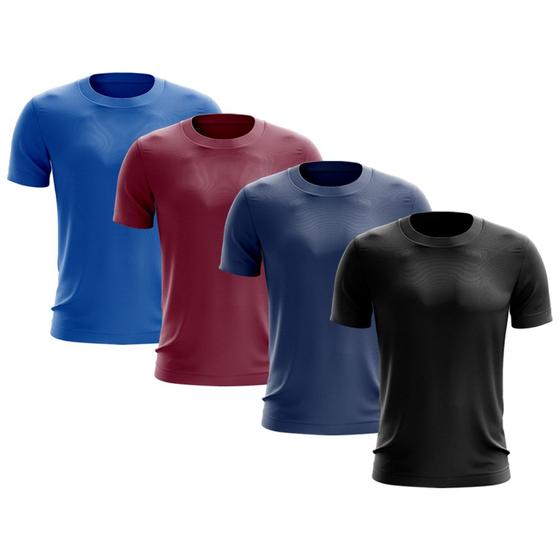 Imagem de Kit 4 Camisetas Masculina Manga Curta Dry Básica Lisa Proteção Solar UV Térmica Blusa Academia