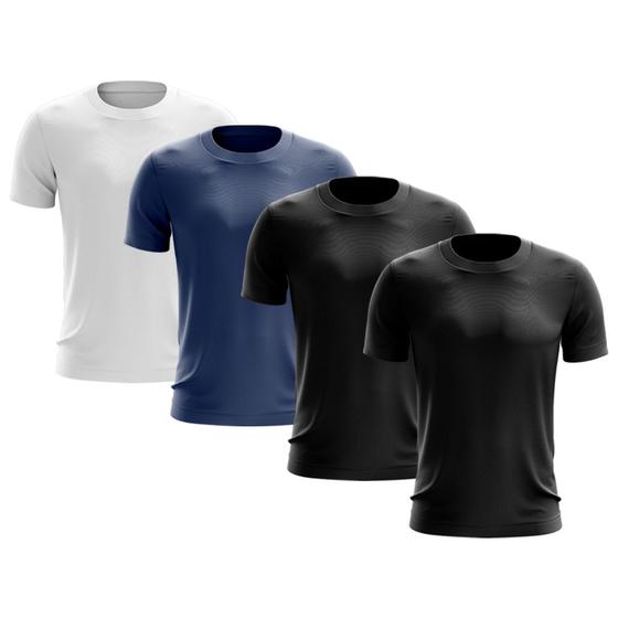 Imagem de Kit 4 Camisetas Masculina Manga Curta Dry Básica Lisa Proteção Solar UV Térmica Blusa Academia