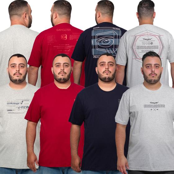 Imagem de Kit 4 Camisetas Masculina Plus Size Gangster