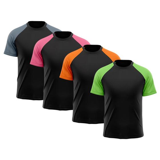 Imagem de Kit 4 Camisetas Masculina Raglan Dry Fit Proteção Solar UV