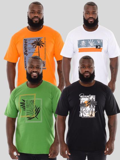 Imagem de Kit 4 Camisetas Plus Size Estampadas Do G1 Ao G3 Estampas Do Verão