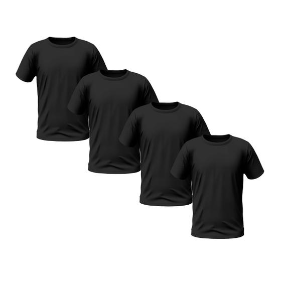 Imagem de Kit 4 Camisetas Pretas Masculinas de Manga Curta Lisa Premium