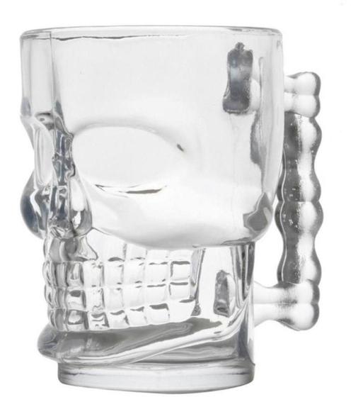 Imagem de Kit 4 Caneca Cabeça Caveira Crânio 540ml Chopp Vidro Rock