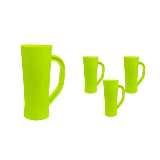 Imagem de Kit 4 Caneca Chopp Amarelo Neon 430Ml Plástico