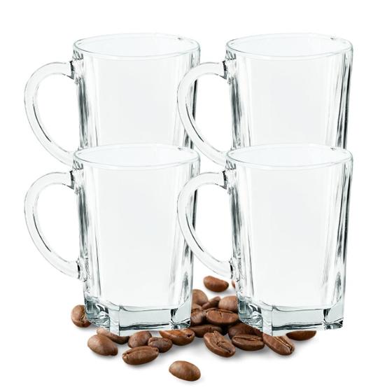 Imagem de Kit 4 Caneca De Café E Cappuccino City Em Vidro Crisa 473ml