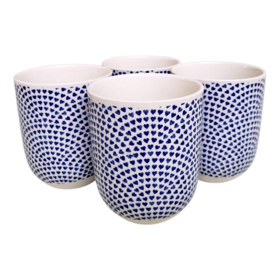 Imagem de Kit 4 Caneca de Chá Porcelana Flores Xicara Copo 150ml