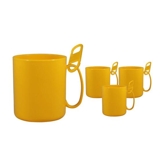 Imagem de Kit 4 Caneca Redonda Clipe Amarelo 400Ml Plástico