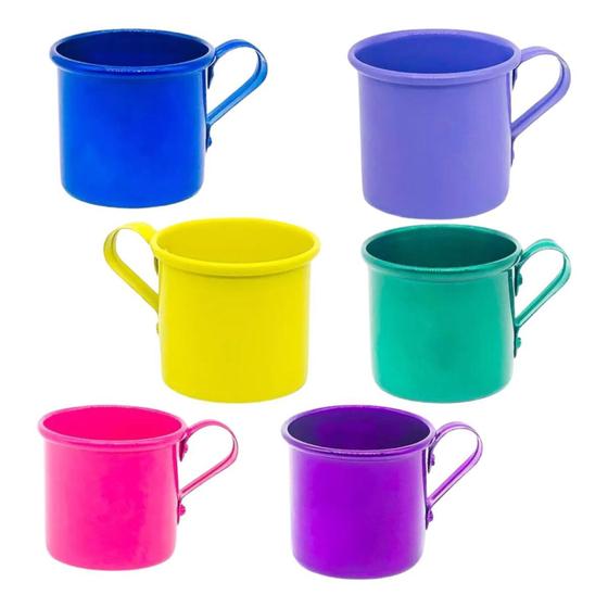 Imagem de Kit 4 Canecas Alumínio 100ml Casa Decoração Enfeite Café Chá Coloridas