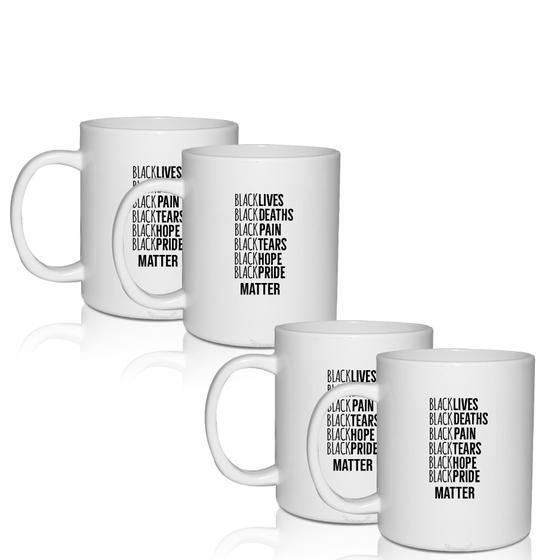 Imagem de Kit 4 Canecas Brancas Personalizadas Lista Black Lives