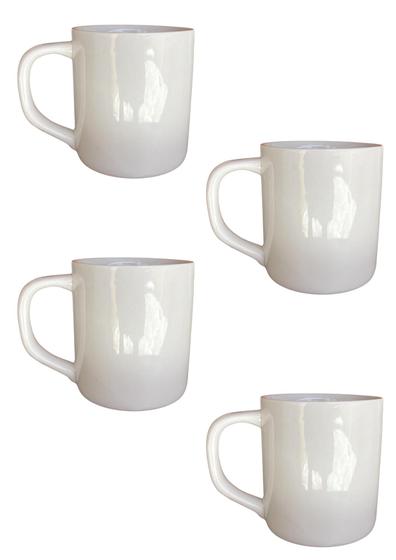 Imagem de Kit 4 Canecas de Porcelana Branca 300ML ideal para Café ,Chá