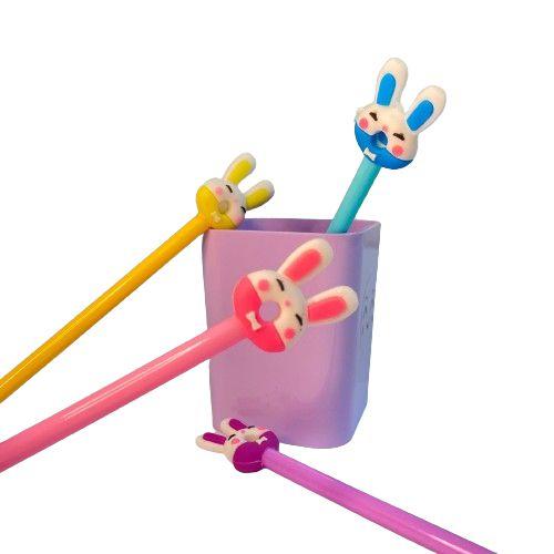 Imagem de Kit 4 canetas de gel coelhinho criativo para escola/escritório papelária durável