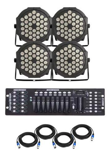 Imagem de Kit 4 Canhão 36 Leds Rgbw Strobo + Mesa Dmx C/cabos 5m