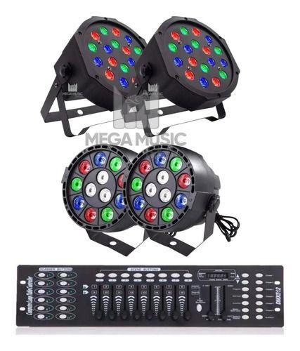 Imagem de Kit 4 Canhao De Led 18 Leds 1w Rgb Dmx Iluminacao + Canhão RGB 12 Leds 3w + Mesa DMX