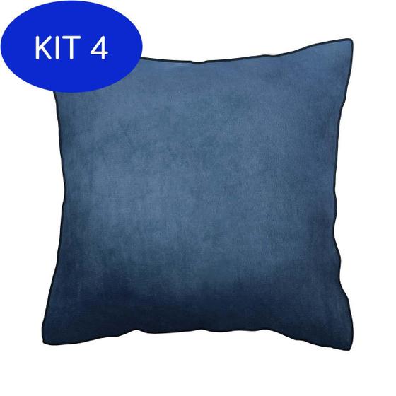 Imagem de Kit 4 Capa Almofada Decorativa Em Veludo Básica Azul Marinho