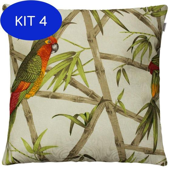 Imagem de Kit 4 Capa de Almofada Jacquard Tropical Aves Adomes