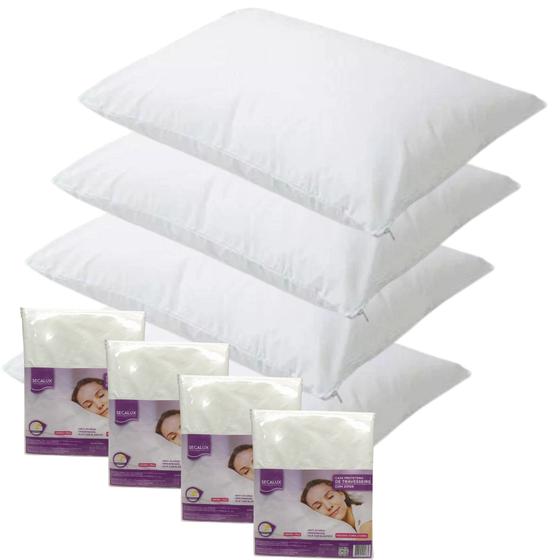Imagem de Kit 4 Capa Fronha Protetora Travesseiro Impermeável Zíper 