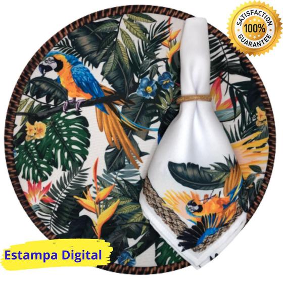 Imagem de Kit 4 Capa Sousplat + 4 Guardanapo Supla Tecido 35cm Com Mdf