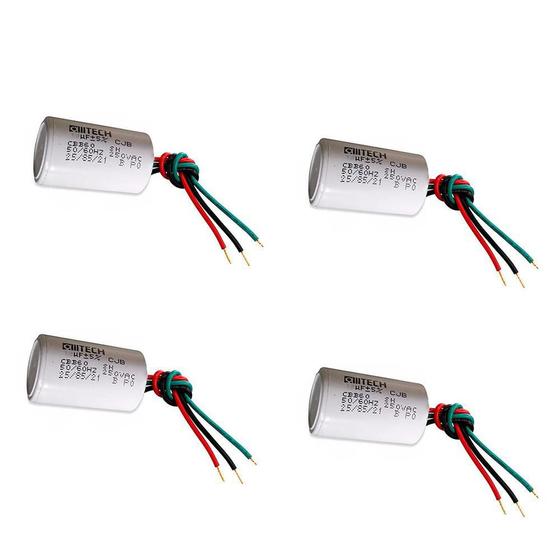 Imagem de Kit 4 Capacitores 3Fios Metalizados 1.5Uf + 2Uf250 Vac Mvm