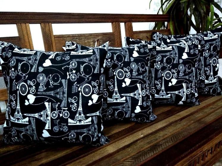 Imagem de - Kit 4 Capas Almofadas Decorativas Jacquard Estampado Paris