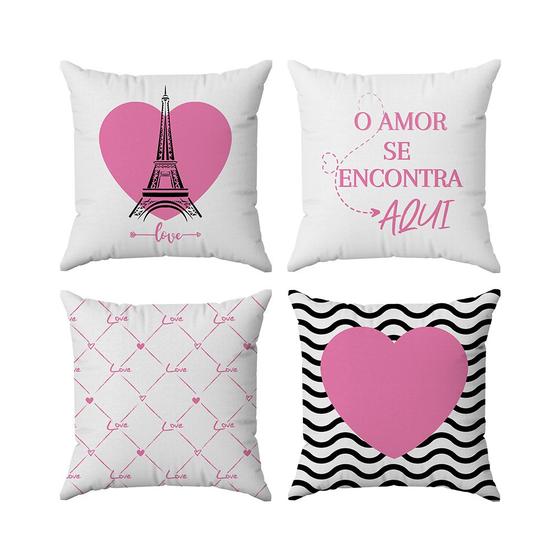 Imagem de Kit 4 Capas Almofadas Decorativas Love Paris 45x45 - ID Decor