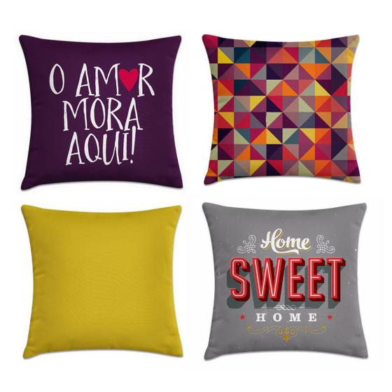 Imagem de Kit 4 Capas Almofadas Home Sweet Home 45X45