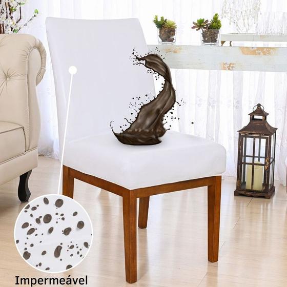 Imagem de Kit 4 Capas Cadeira Jantar Impermeável Branca Decoração de Mesa
