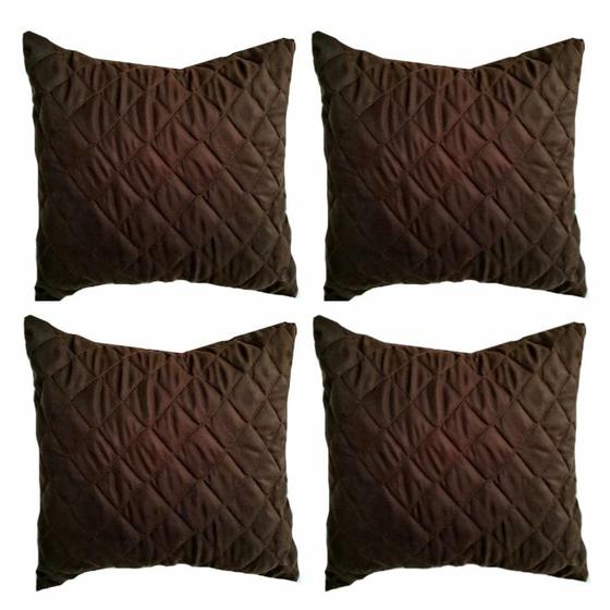 Imagem de kit 4 capas de almofada com zíper 50 x 50 com enchimento marrom escuro