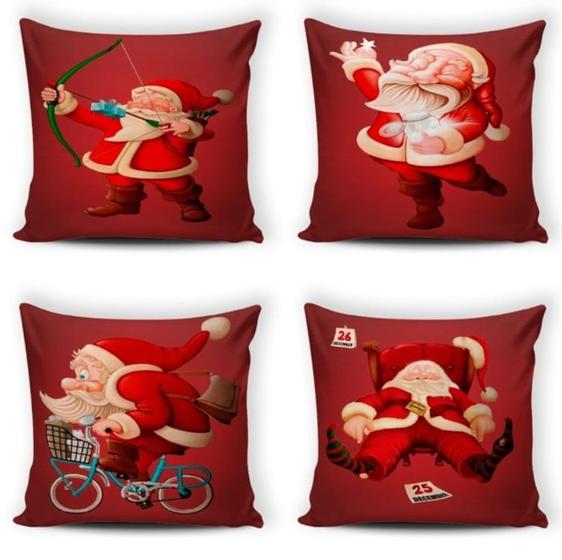 Imagem de Kit 4 Capas de Almofada de Natal - Decoração Festiva e Elegante