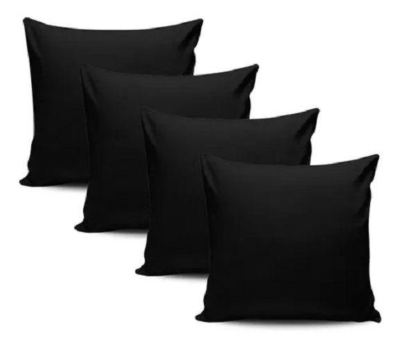 Kit 4 Capas de Almofada Decorativa 45x45cm Preta Menor preço em Kit 4 Capas de Almofada Decorativa 45x45cm Preta
