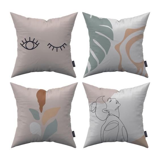 Imagem de Kit 4 Capas De Almofada Estampas Modernas 42Cm X 42Cm Linhas Premium