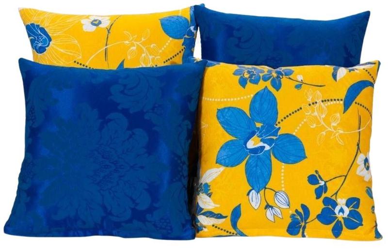 Imagem de Kit 4 Capas De Almofada Para Sofá Estampa Amarelo Com ul