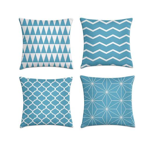 Imagem de kit 4 capas de almofadas azul turquesa