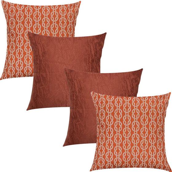 Imagem de Kit 4 Capas de Almofadas Composê Náutico Laranja e Terracota Impermeáveis 45x45cm